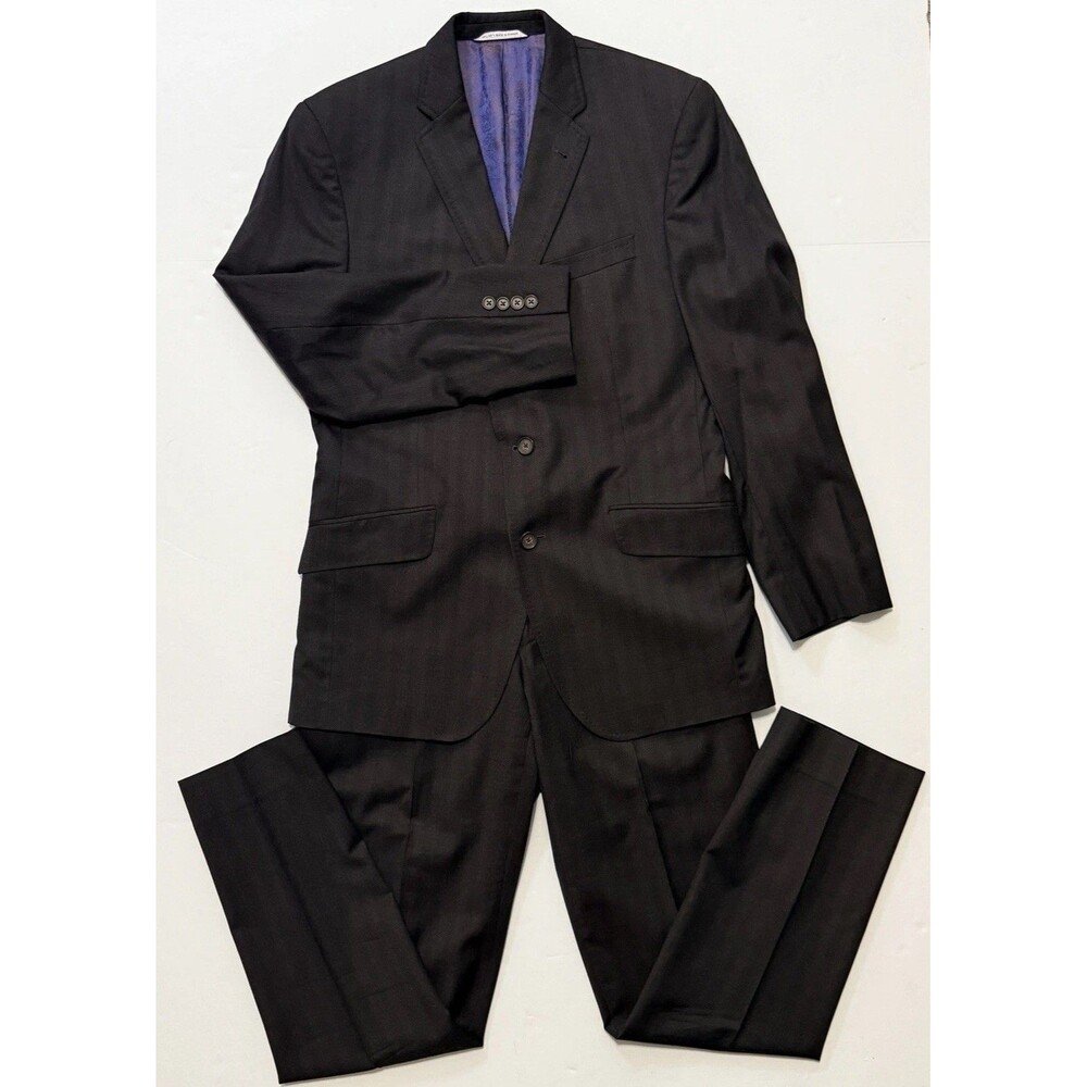 Ted Baker Endurance Jones CT 40S 32S Charcoal Tonal Stripe 100% Wool Suit Canada